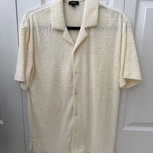 Express Mens Short Sleeved Button Up Toweling Shirt